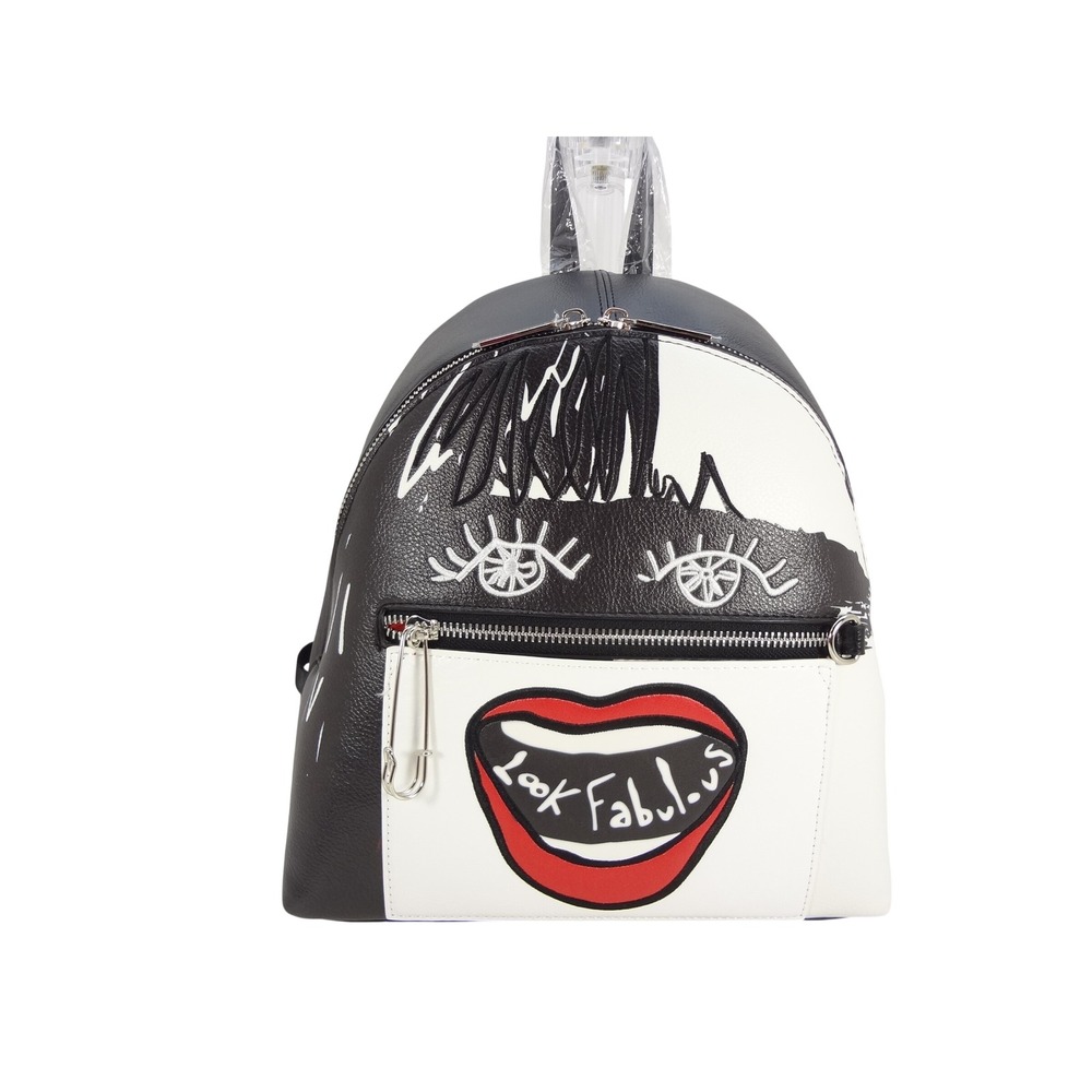 Danielle Nicole Disney Cruella Mini Backpack Black White NEW Pom Pom
